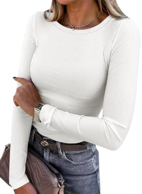 Damen Schmalgeschnittenes Ripp-Longsleeve mit Rundhalsausschnitt und Stretch-Baumwollmix Shop Nory