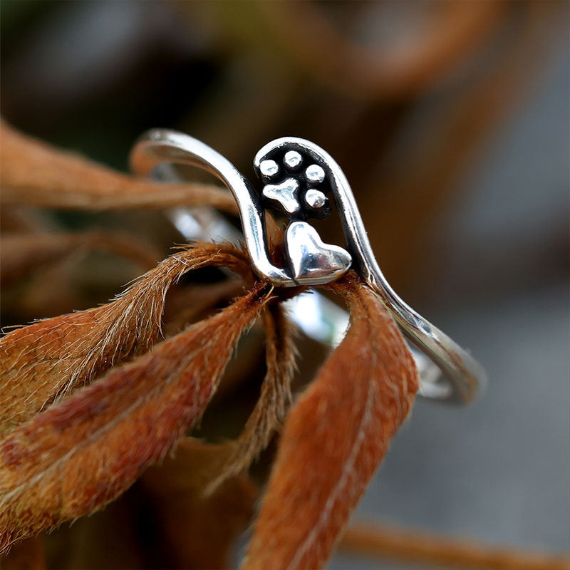 Damenring mit Pfotenmotiv und Herzdesign Shop Nory