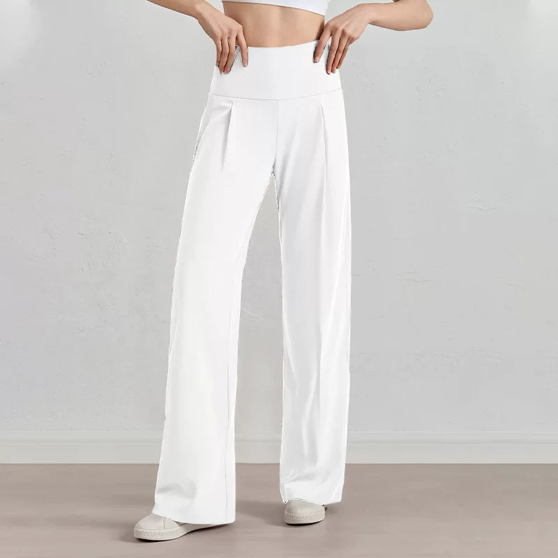 Damen Komfort-Faltenhose mit hohem Bund.
