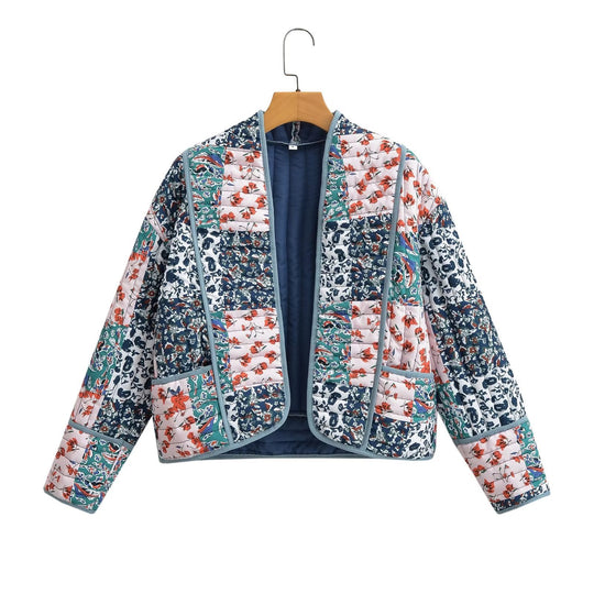 Damen Gepolsterte Patchwork‑Jacke im Kimono‑Stil Shop Nory