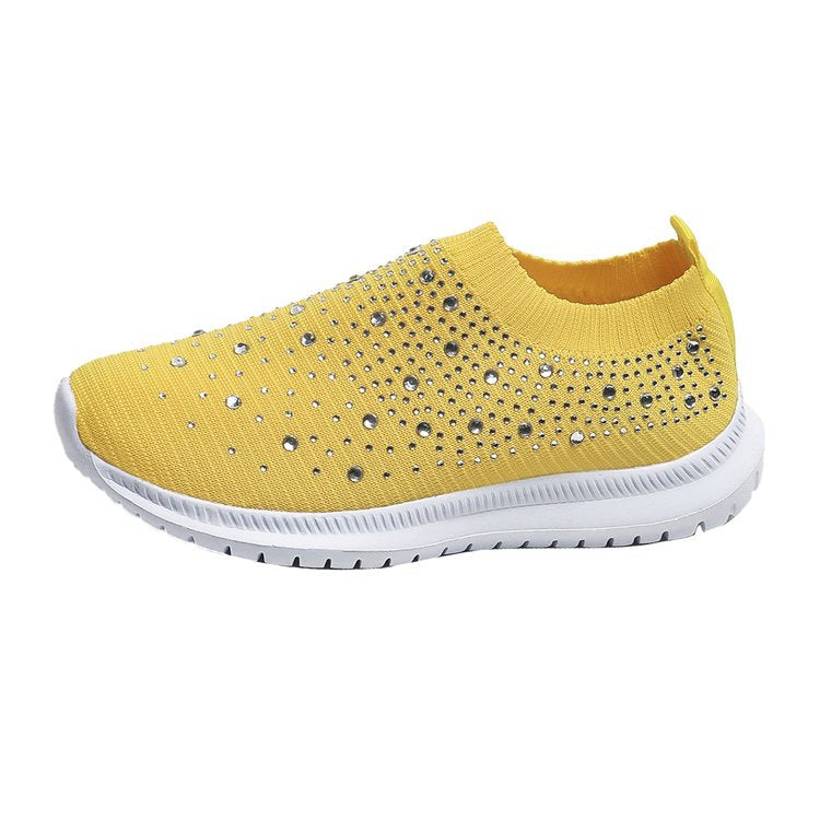 Damen Strick-Slip-On-Sneaker mit elastischem Schaft und Ziersteinen Shop Nory