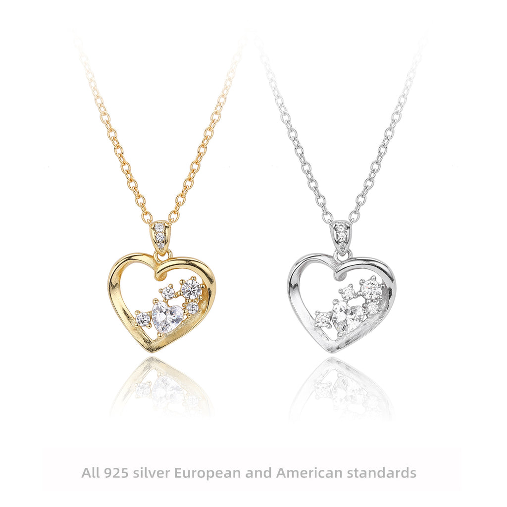 Damen Halskette mit herzförmigem Anhänger aus 925 Sterling Silber und funkelnden Zirkonia Shop Nory