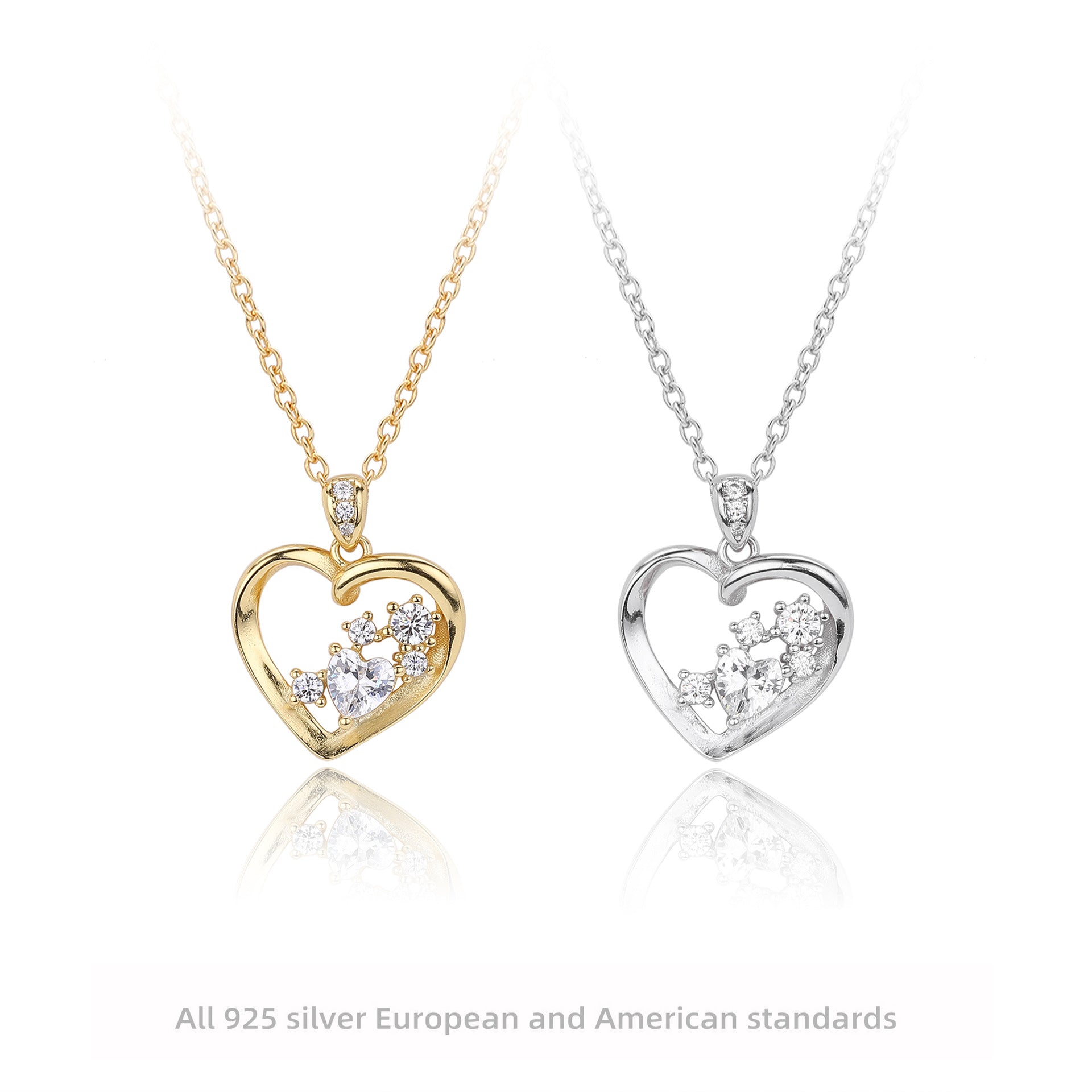 Damen Halskette mit herzförmigem Anhänger aus 925 Sterling Silber und funkelnden Zirkonia Shop Nory