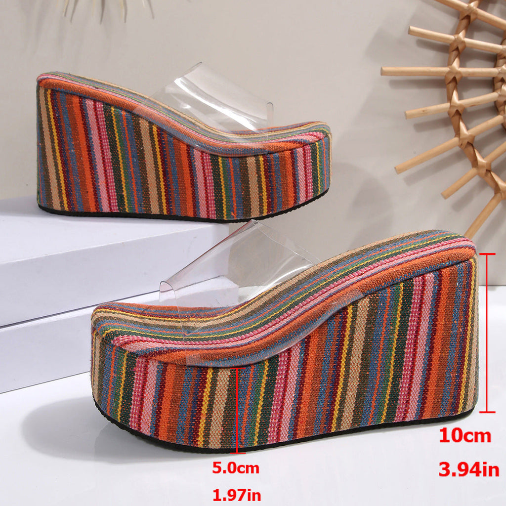Damen Wedge-Pantoletten mit transparentem Obermaterial und komfortabler Sohle