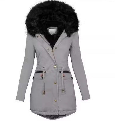 Damen Slim-Fit Thermo-Parka mit voluminöser Kunstfellkapuze und Tunnelzug Shop Nory
