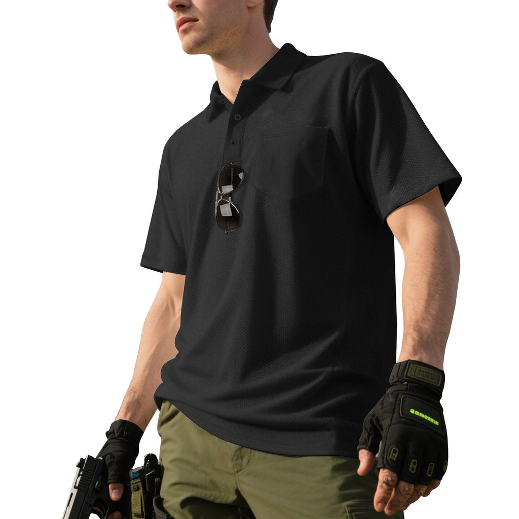 Herren nan funktionelles Kurzarm-Poloshirt mit Brusttasche, eingearbeiteter Stiftlasche und mikroperforierter Belüftung
