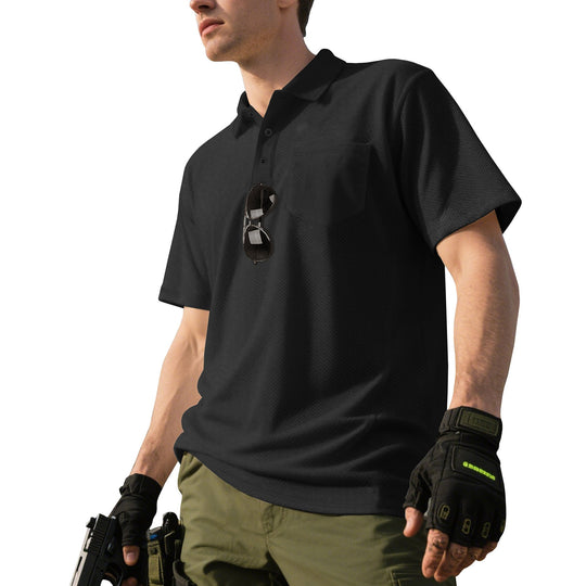 Herren nan funktionelles Kurzarm-Poloshirt mit Brusttasche, eingearbeiteter Stiftlasche und mikroperforierter Belüftung