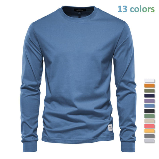 Herren nan klassisches langärmliges Baumwollshirt mit Rundhalsausschnitt und elastischen Bündchen