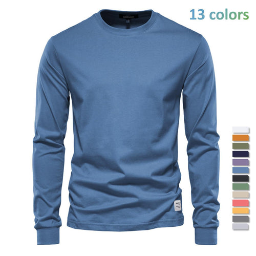 Herren nan klassisches langärmliges Baumwollshirt mit Rundhalsausschnitt und elastischen Bündchen
