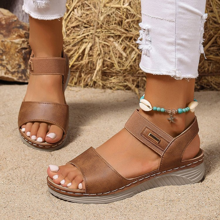 Damen Komfort-Sandalen mit elastischem Fersenriemen, gepolstertem Fußbett und leichter Keilsohle Shop Nory