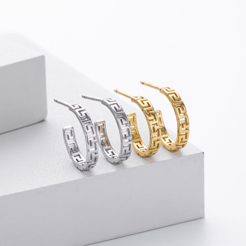 Damen Creolen mit modernem geometrischen Design aus 925 Sterling Silber Shop Nory