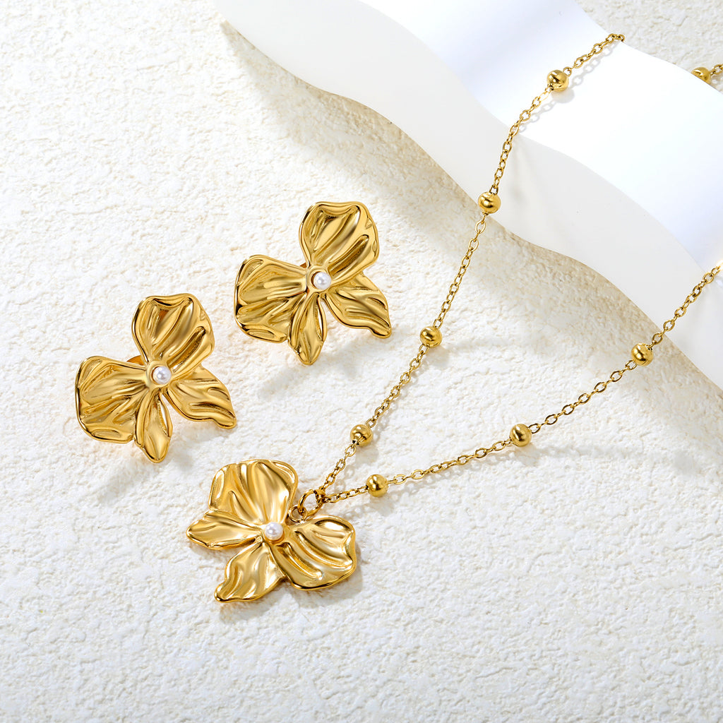Damen Schmuckset mit Muschel-Anhänger und Perlenakzenten Shop Nory