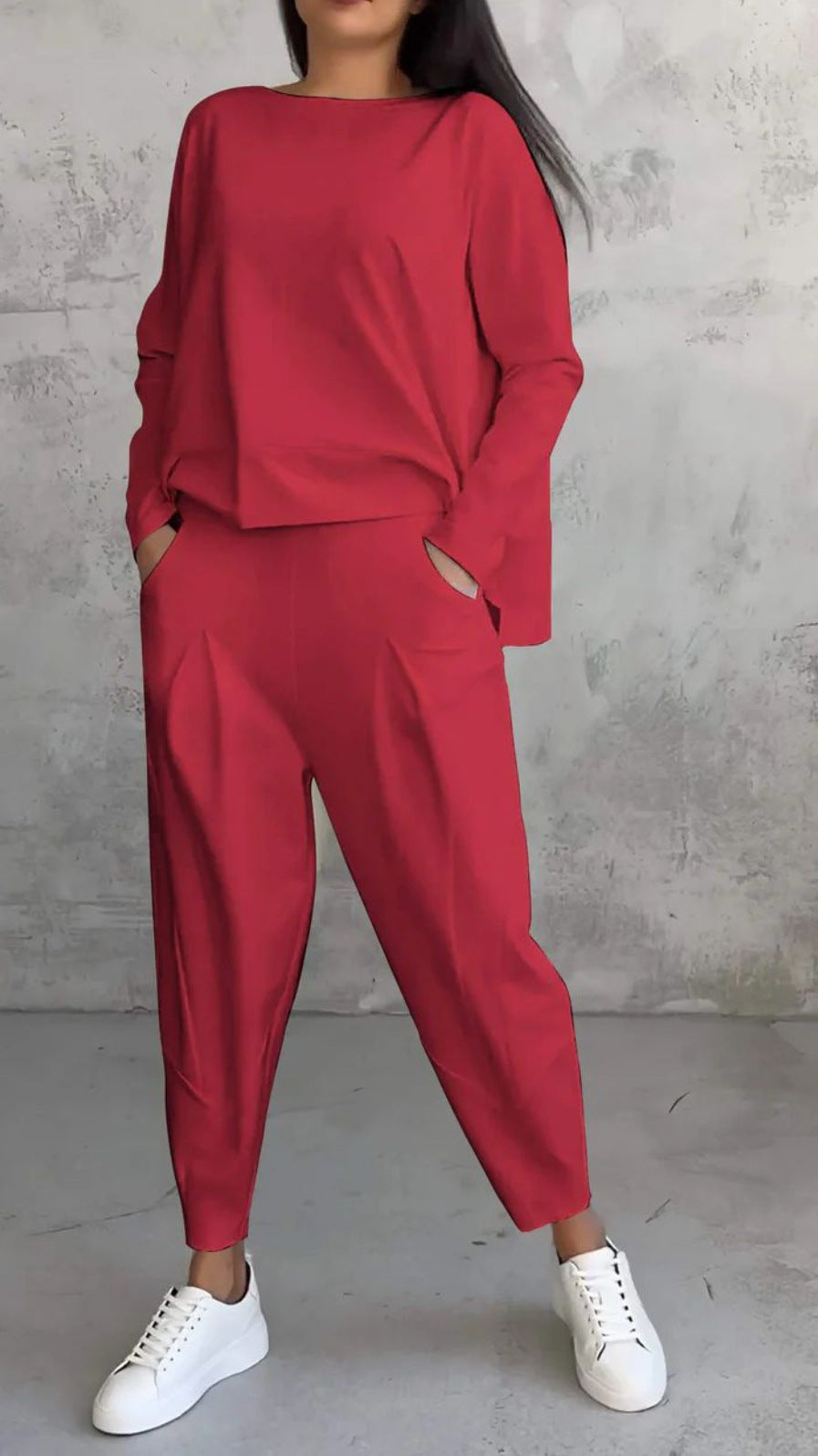 Jogginganzug Damen Lounge-Set mit weiten Ärmeln und Taschen
