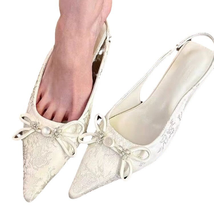 Damen Elegante Sling-Pumps mit romantischem Schleifendetail Shopnory