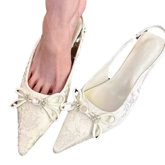 Damen Elegante Sling-Pumps mit romantischem Schleifendetail Shopnory