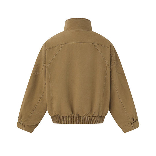 Herren Kurz geschnittene Canvas-Bomberjacke mit hohem Stehkragen, verdeckter Frontblende und Reißverschlusstaschen Shop Nory