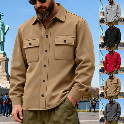 Herren nan lässige Hemdjacke aus Baumwollmischung mit aufgesetzten Brusttaschen