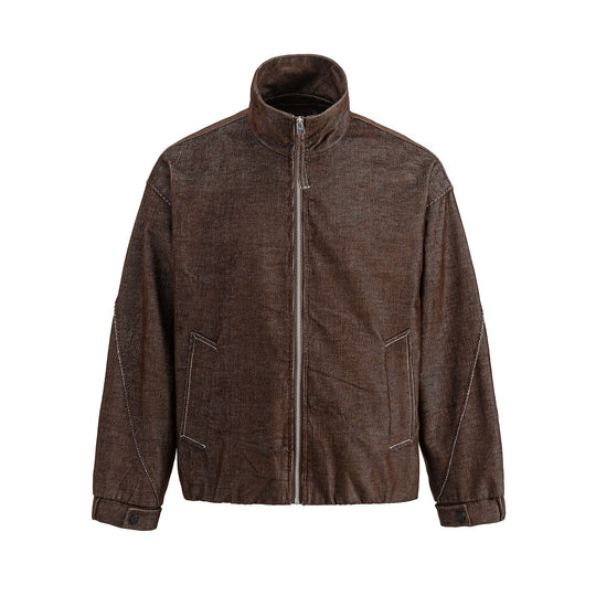 Unisex Kurzer Cord-Boxy‑Blouson mit Stehkragen, durchgehendem Reißverschluss und elastischem Saum Shop Nory