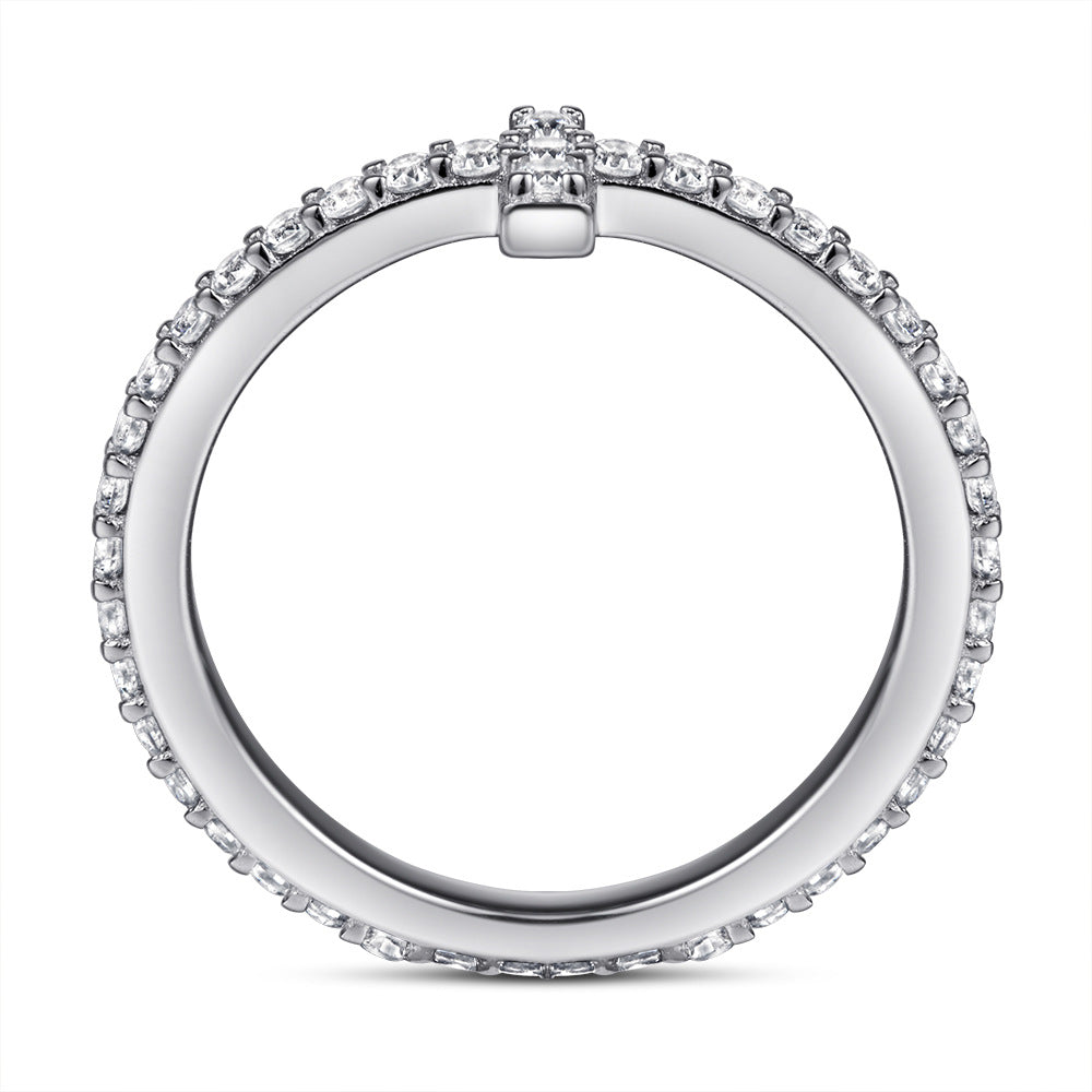 Damen Ring mit funkelndem Zirkonia-Besatz und stilvollem Kreuz-Design Shop Nory