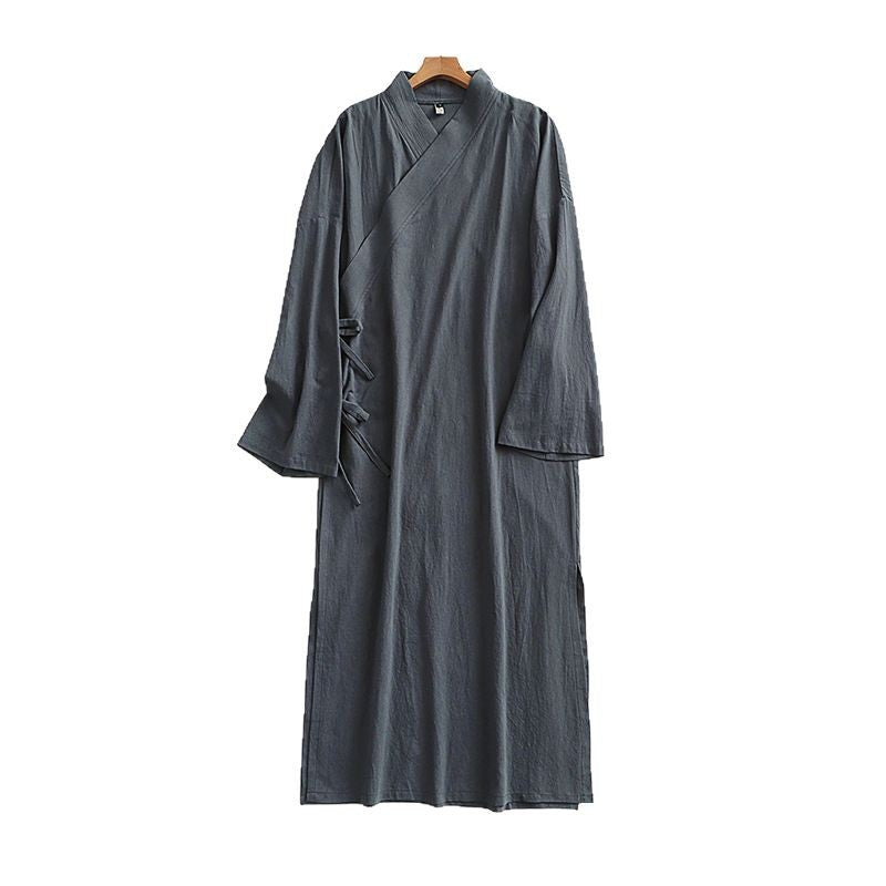 Damen Langes Wickelkleid im Kimono-Stil mit weitem Ärmel und seitlichen Bindebändern Shop Nory