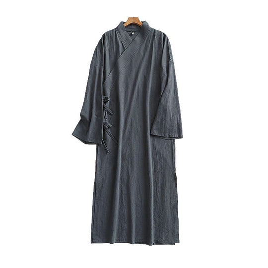 Damen Langes Wickelkleid im Kimono-Stil mit weitem Ärmel und seitlichen Bindebändern Shop Nory
