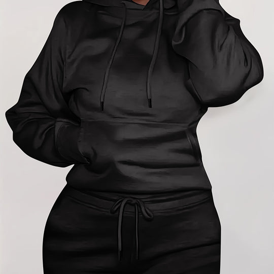Damen nan figurbetontes Hoodie-und Taillenrock-Set mit Kängurutasche und Tunnelzug Shop Nory