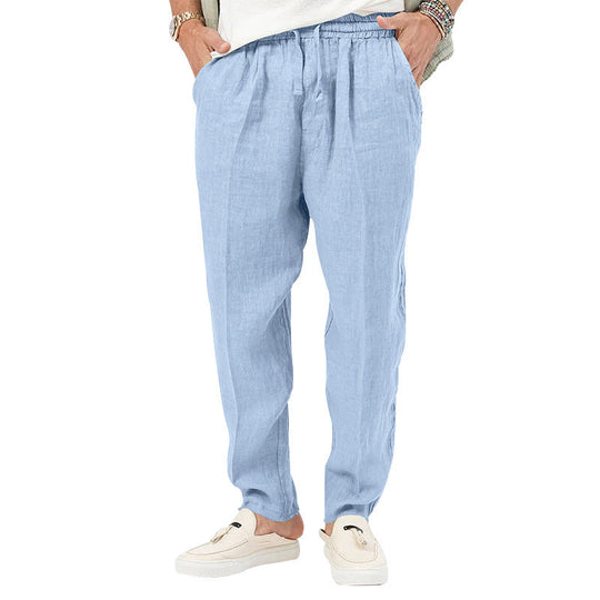 Herren Leichte Leinenhose mit elastischem Bund und praktischen Eingrifftaschen