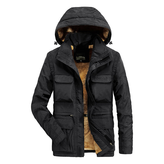 Herren Thermo-Parka mit Teddyfleece-Innenfutter, Kapuze und Multifunktionstaschen Shop Nory