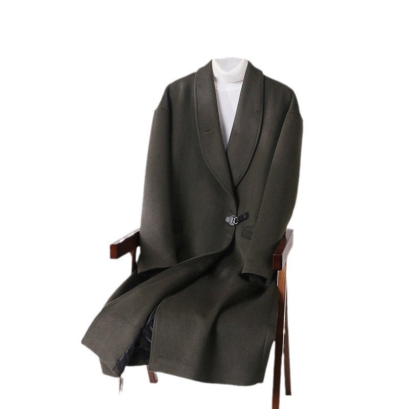 Herren Bodenlanger Wollmix-Mantel mit weitem Schalkragen und dekorativem Knebelverschluss Shop Nory