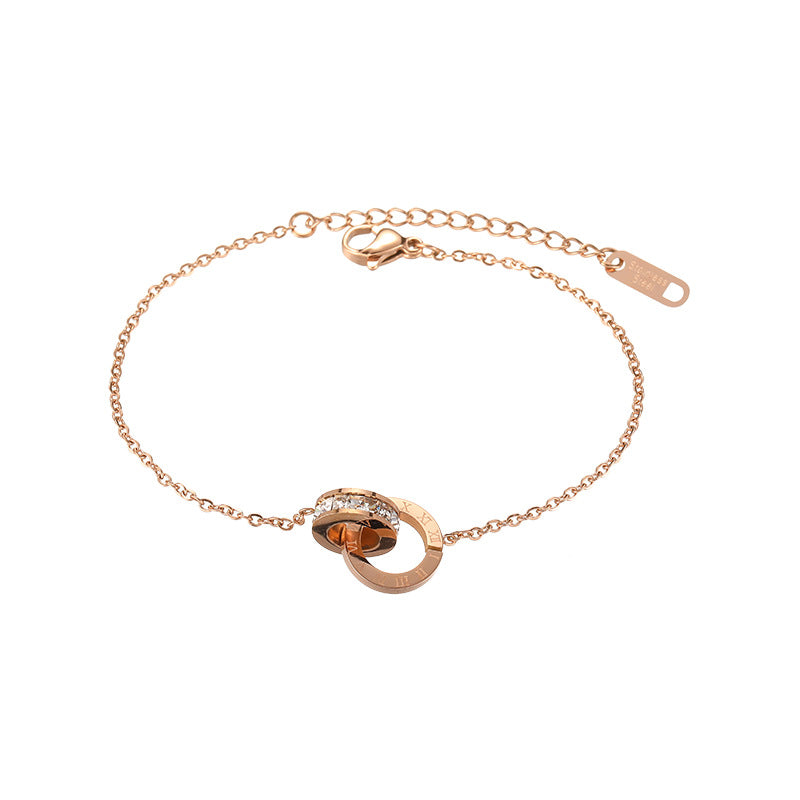 Damen elegantes Armband mit doppeltem Ringdesign und funkelnden Zirkonia Shop Nory