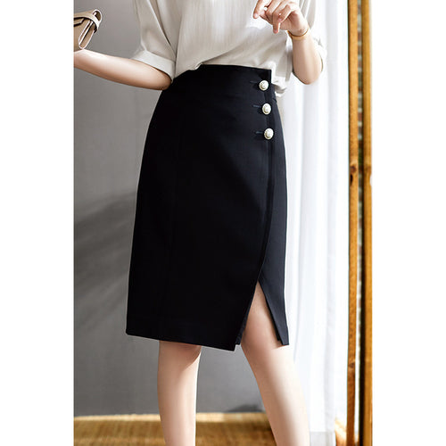 Damen Figurbetonter Bleistiftrock mit Knopfdetails Shop Nory