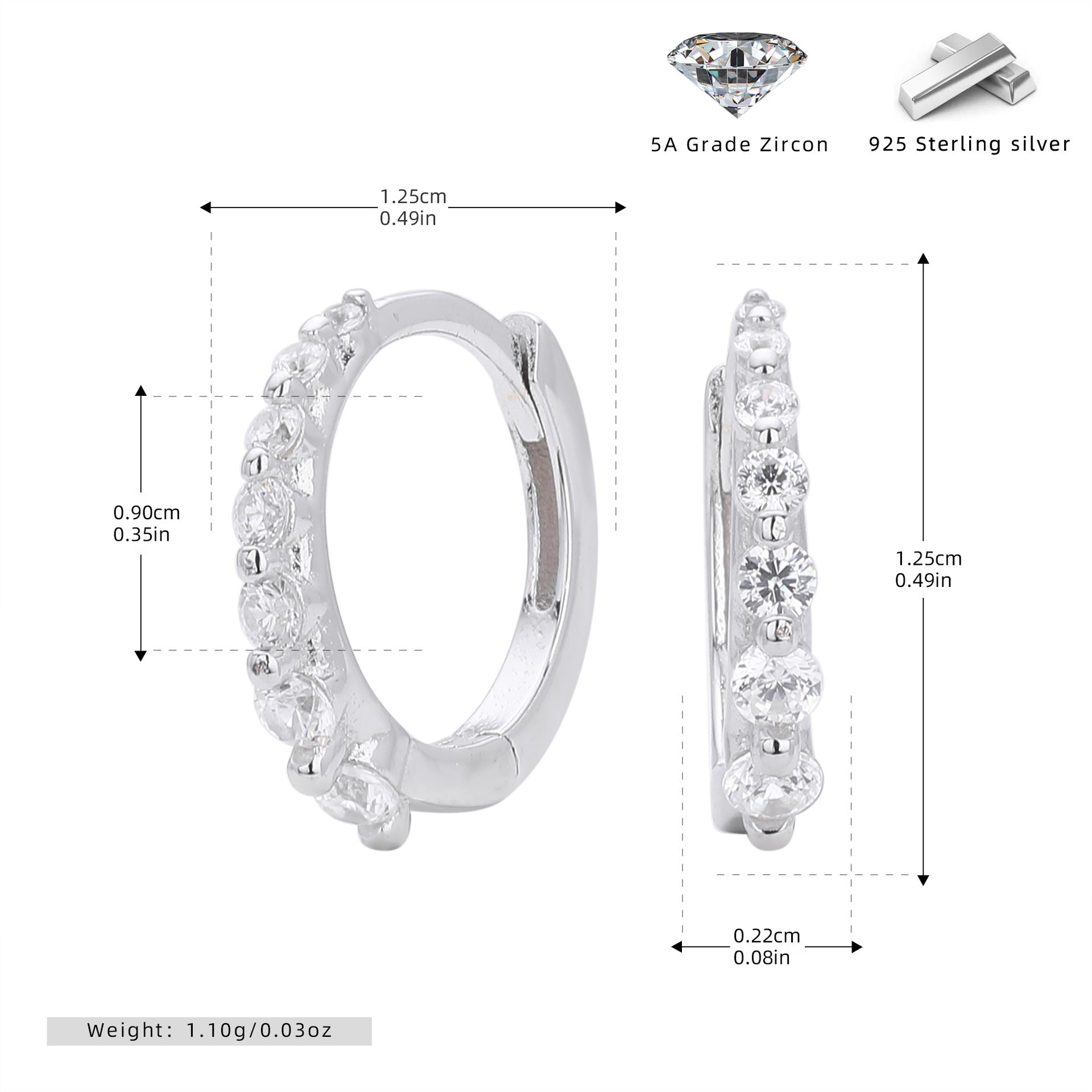 Damen Creolen mit bunten Zirkon-Akzenten aus hochwertigem 925 Sterling Silber Shop Nory