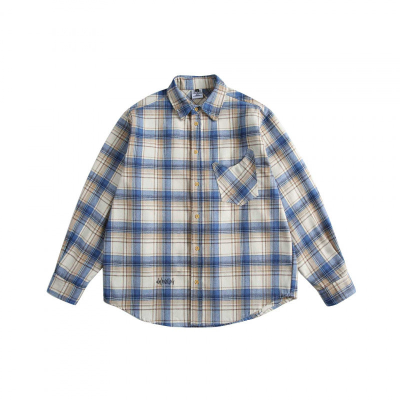 Herren Karierter Oversize-Hemd aus weichem Flanell mit Brusttasche und Rundsaum Shop Nory