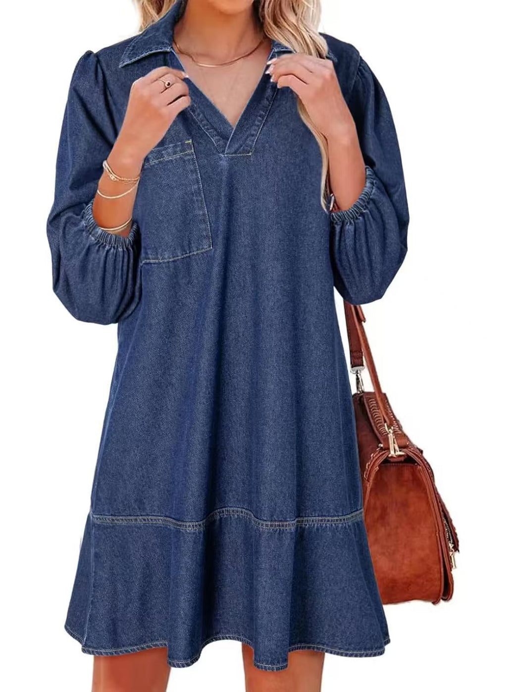 Damen Denim Kleid im lässigen Schnitt Shopnory