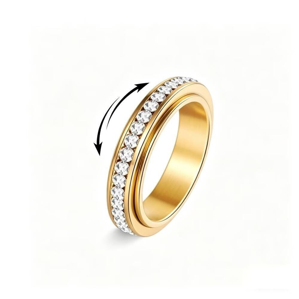 Herren Ring mit kreativen Schwarz-Weiß-Karomuster und goldener Verzierung Shop Nory