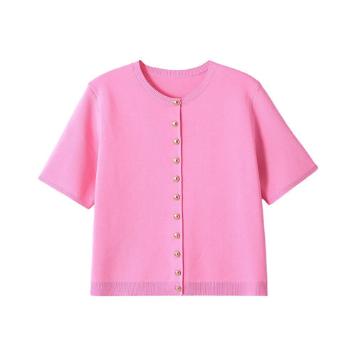Damen nan Feinstrick-Cardigan mit kurzen Ärmeln und Zierknopfleiste Shop Nory
