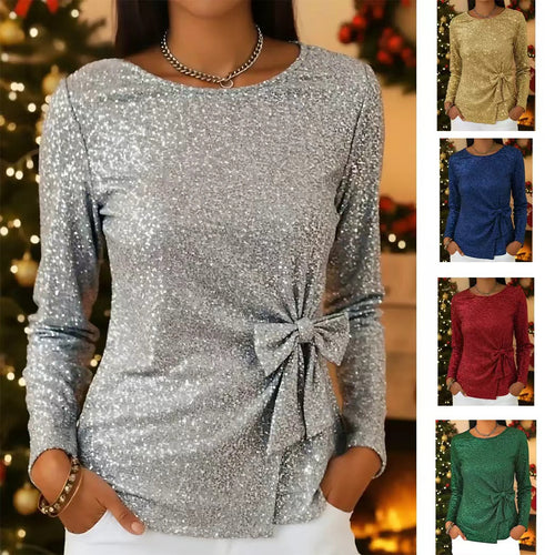 Damen Glamouröses Langarmoberteil mit Schleifen-Detail Shop Nory