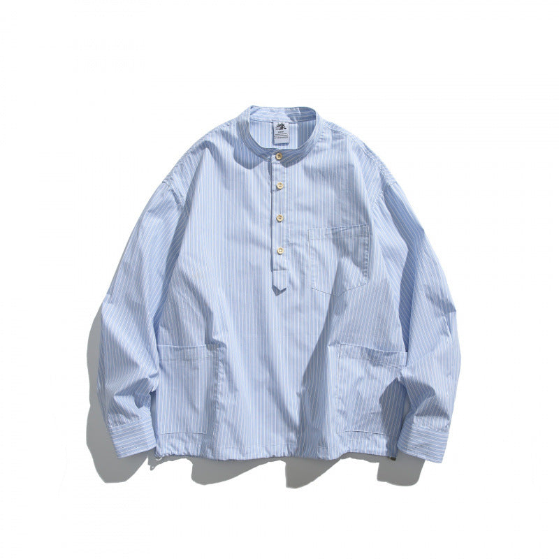 Herren Oversize-Hemd mit Stehkragen und halber Knopfleiste sowie Fronttaschen Shop Nory