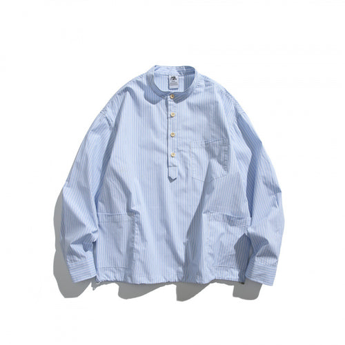 Herren Oversize-Hemd mit Stehkragen und halber Knopfleiste sowie Fronttaschen Shop Nory