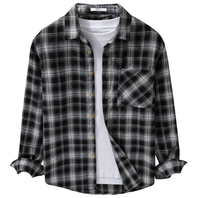 Herren Kariertes Flanell-Overshirt mit weicher Baumwollstruktur, Brusttasche und Relaxed-Fit Shop Nory