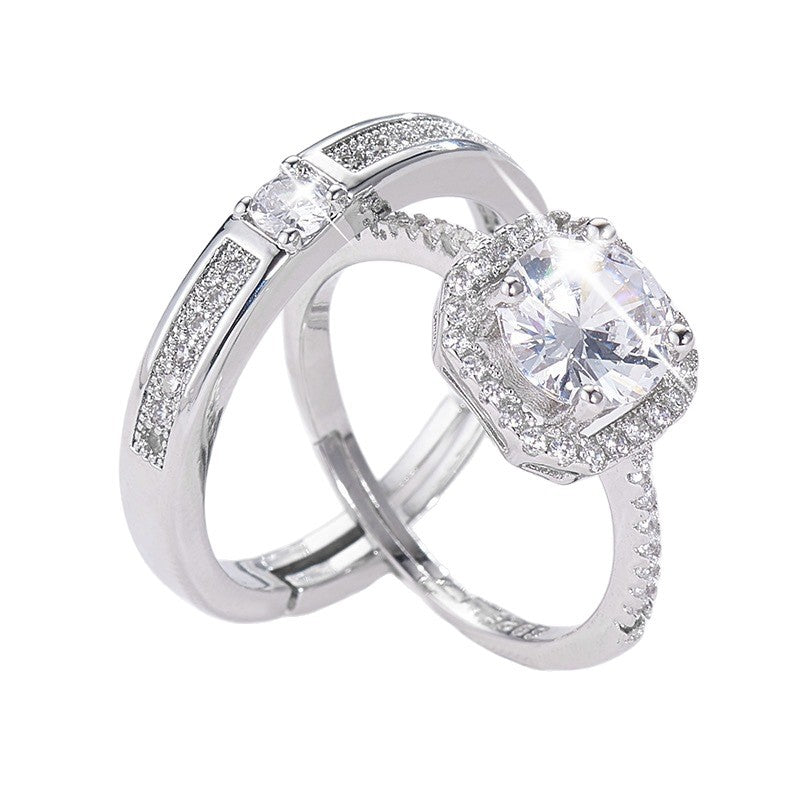 Damen Verlobungsring-Set mit funkelndem Zirkonia und klassischem Design Shop Nory