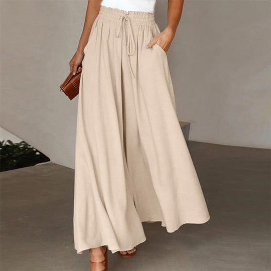 Leichte Damen Leinenhose mit Weitem Bein für Frühling und Sommer