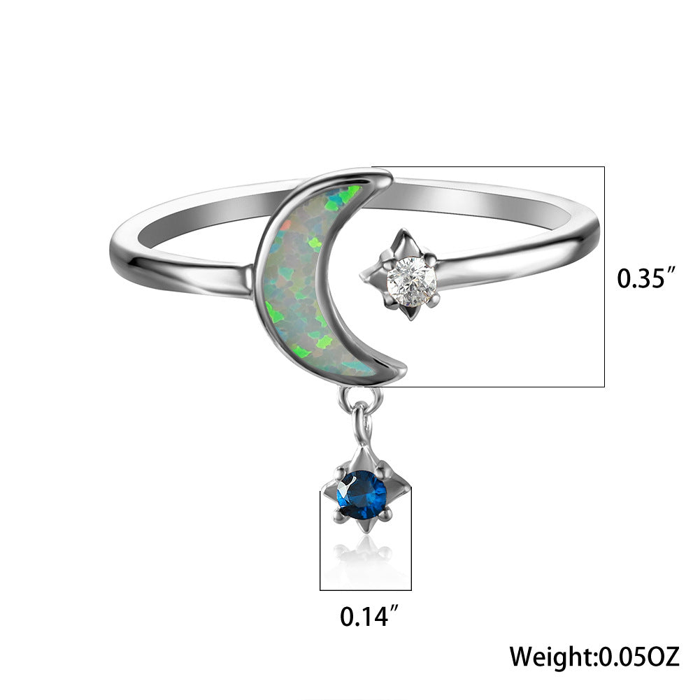 Damen Ring mit schimmerndem Mond und funkelnden Sternen Shop Nory