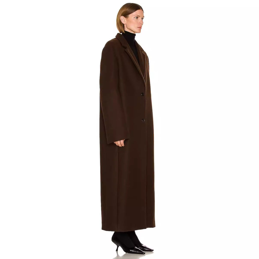 Damen Maximaler Einreihiger Mantel im Oversize‑Schnitt mit klassischem Revers Shop Nory