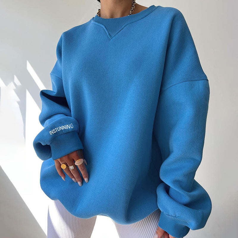 Damen lässiger Oversized Sweatshirt mit Raglanärmeln und besonderen Detailnähten