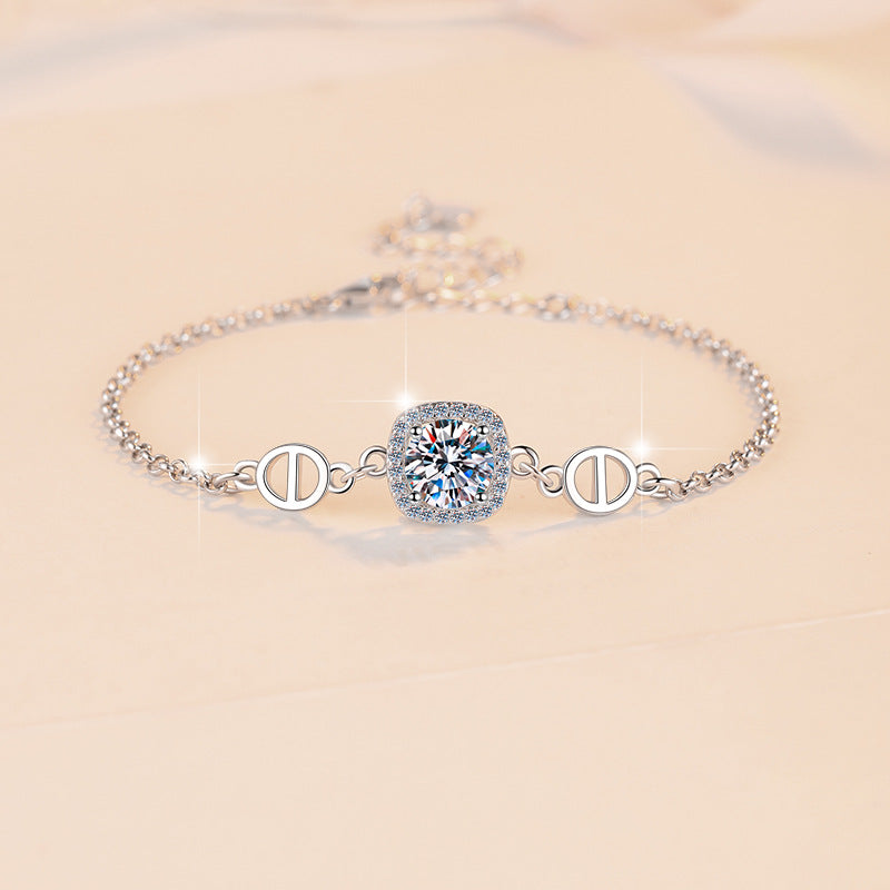 Damenarmband mit strahlend gelbem Kristall und funkelndem Zirkonia-Rahmen Shop Nory