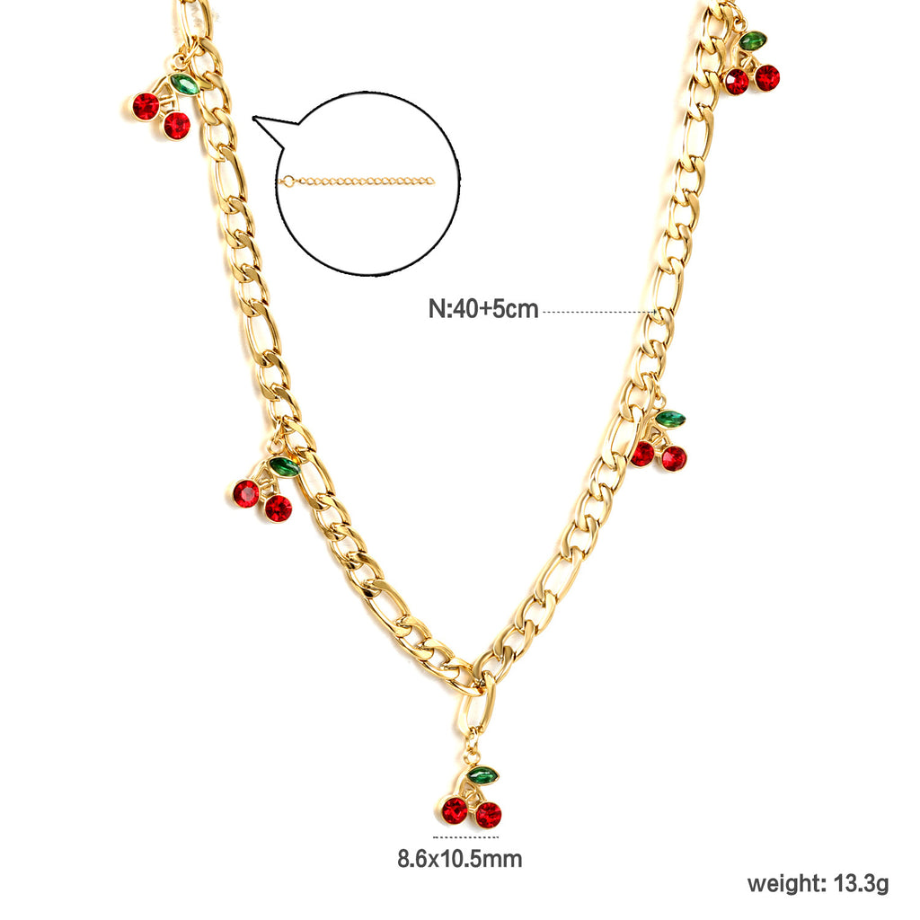 Damen Armband mit charmanten Kirsch-Anhängern und eleganter Gliederkette Shop Nory
