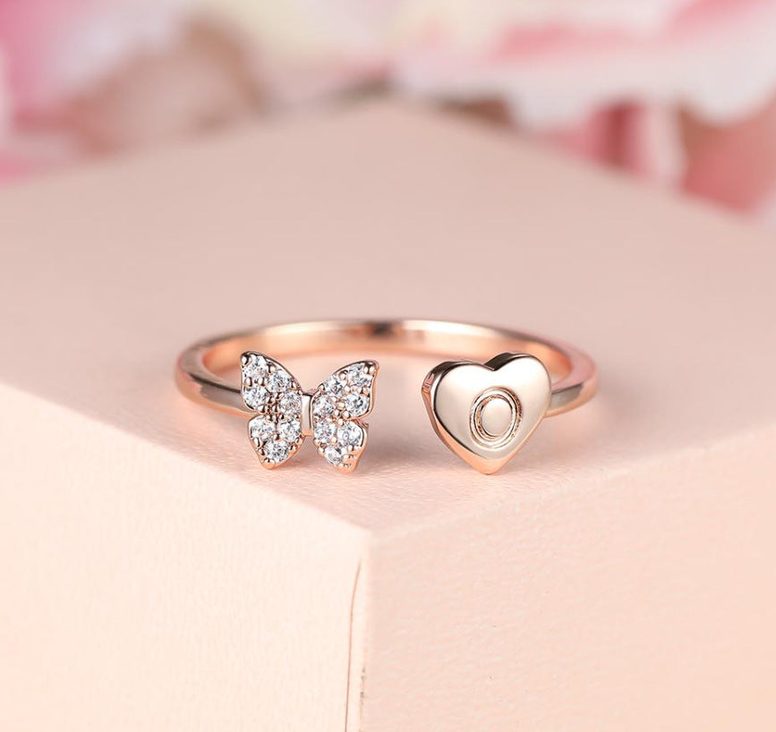 Damen Ring mit Schmetterlingsdesign und Herzmotiv Shop Nory