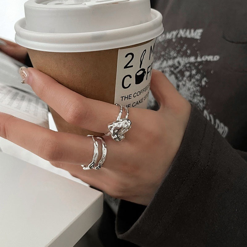 Damen Offener Ring mit innovativem Textur- und Designkonzept Shop Nory
