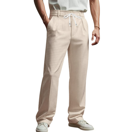 Herren Leichte Relaxed-Fit Karo-Loungehose mit Tunnelzug und weitem Bein Shop Nory